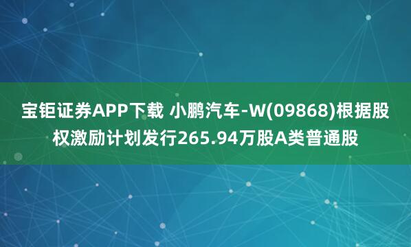 宝钜证券APP下载 小鹏汽车-W(09868)根据股权激励计划发行265.94万股A类普通股